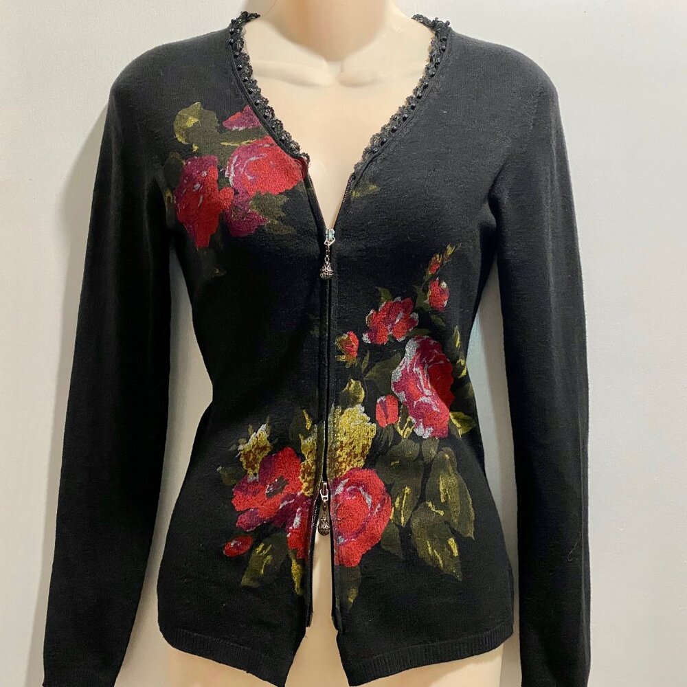 Stizzoli Office Siren Whimsigoth Artsy Bohemian Capsule Zip Up Cardigan EU 44  M